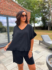 Black Bubble Cotton Top Kimberly