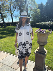 Black Medallion Palm Dress Janey