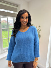 Blue V Neck Knit Hallie