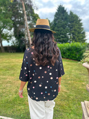 Black Abstract Circle Print Top Alba
