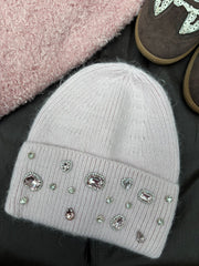 Pink Gem Detail Beanie Hat