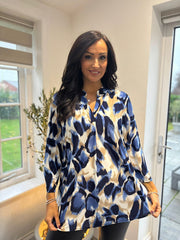 Blue Large Brushed Leopard Blouse Gloria