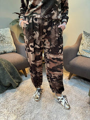 Charcoal Patterned Velour Comfort Set Indigo