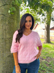 Pink Soft Cable Knit Tammy