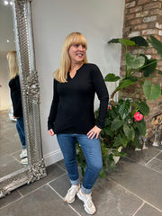 Black Ribbed Long Sleeve Top Emma