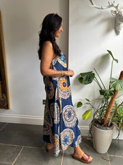 Navy Patterned Dress Odette