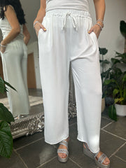 White Wide Leg Pocket Trousers Claudia
