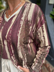 Wine Brushstroke Shimmer Cardigan Freya