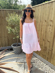 Candy Pink Gingham Sun Dress Lauren