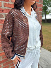 Chocolate Net Crochet Jacket Florence