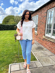 White Embroidered Paisley Top Giselle