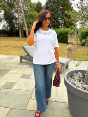 White Embellished Floral Tee Riley