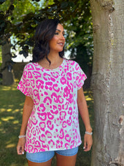 Lipstick Pink Leopard Tee Reese