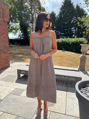 Mocha Bubble Cotton Dress Athena