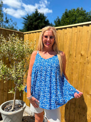 Royal Blue Ditsy Floral Vest Top Lyra