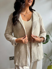 Gold Premium Shimmer Crochet Jacket Vivienne