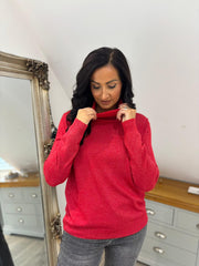 Red Sparkle Roll Neck Susan