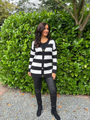 Monochrome Stripe Cardigan Chloe