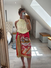 Golden Longline Tiger Wrap Skirt