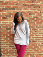 Grey Diamante Crochet Knit Layla