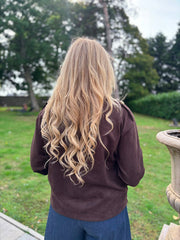 Chocolate Military Suedette Jacket Cheryl