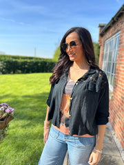 Black Lace Detail Jacket Saylor