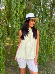 Lemon Polka Dot Halter Neck Top Judy