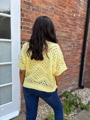 Butter Yellow Cosy Diamond Knit Sofia