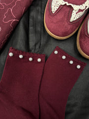 Wine Silver Bead Top Socks