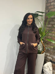 Chocolate Sequin Velour Trim Jacket Trixie