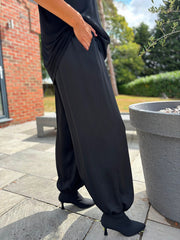 Black Shimmer Cuffed Trousers Aubrey