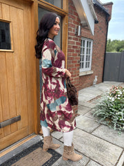 Wine Watercolour Shimmer Cardigan Freya