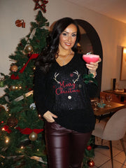 Black Reindeer Christmas Jumper Kendal