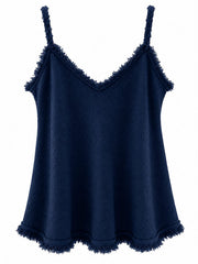 Navy Raw Edge Textured Vest Alesha