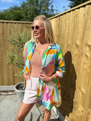 Multicolour Brushstroke Longline Shirt Polly