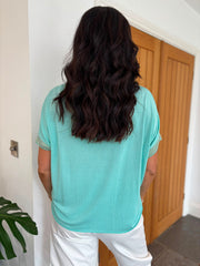 Aqua Shimmer Trim Tie Top Perry