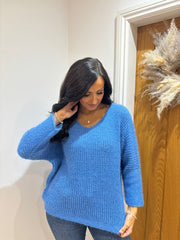 Blue V Neck Knit Hallie