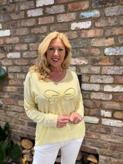 Lemon Textured Bow Shimmer Knit Thea