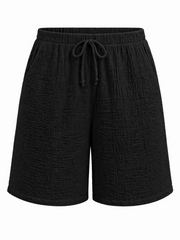 Black Bubble Cotton Shorts