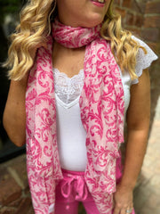 Lipstick Gold Fleck Paisley Scarf