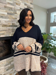 Navy Block Stripe Jumper Bethany