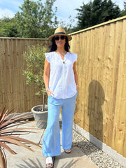 Blue Wide Leg Trousers Margot