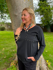 Black Stud Pocket Top Serena