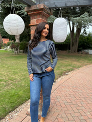 Navy Striped Super Soft Round Neck
