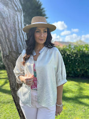 Gold Tie Front Blouse Brinley