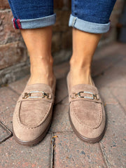 Mocha Faux Suede Chain Loafer