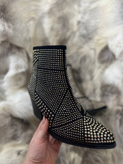 Black Stud Embellished Ankle Boots