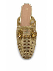 Gold Embellished Weaved Slip On Shoe