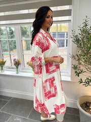 Red Floral Aztec Shirt Dress Gemma