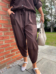 Chocolate Mesh Detail Barrel Leg Trousers Parker